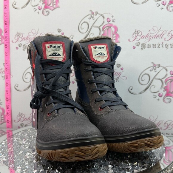 Pajar waterproof boots Navy and Charcoal Lace-Up Winter Boot with Brown Sole main image 8